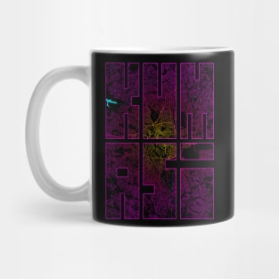 Kumasi, Ghana City Map Typography - Neon Mug